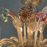 Venetian chandelier in multi-colored Murano glass, 10 light arms, circa 18