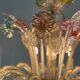 Venetian chandelier in multi-colored Murano glass, 10 light arms, circa 18