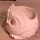 Cache pot owl glazed ceramic white slip earthenware siol Portugal