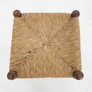 Mid-century wooden stool with rattan seating