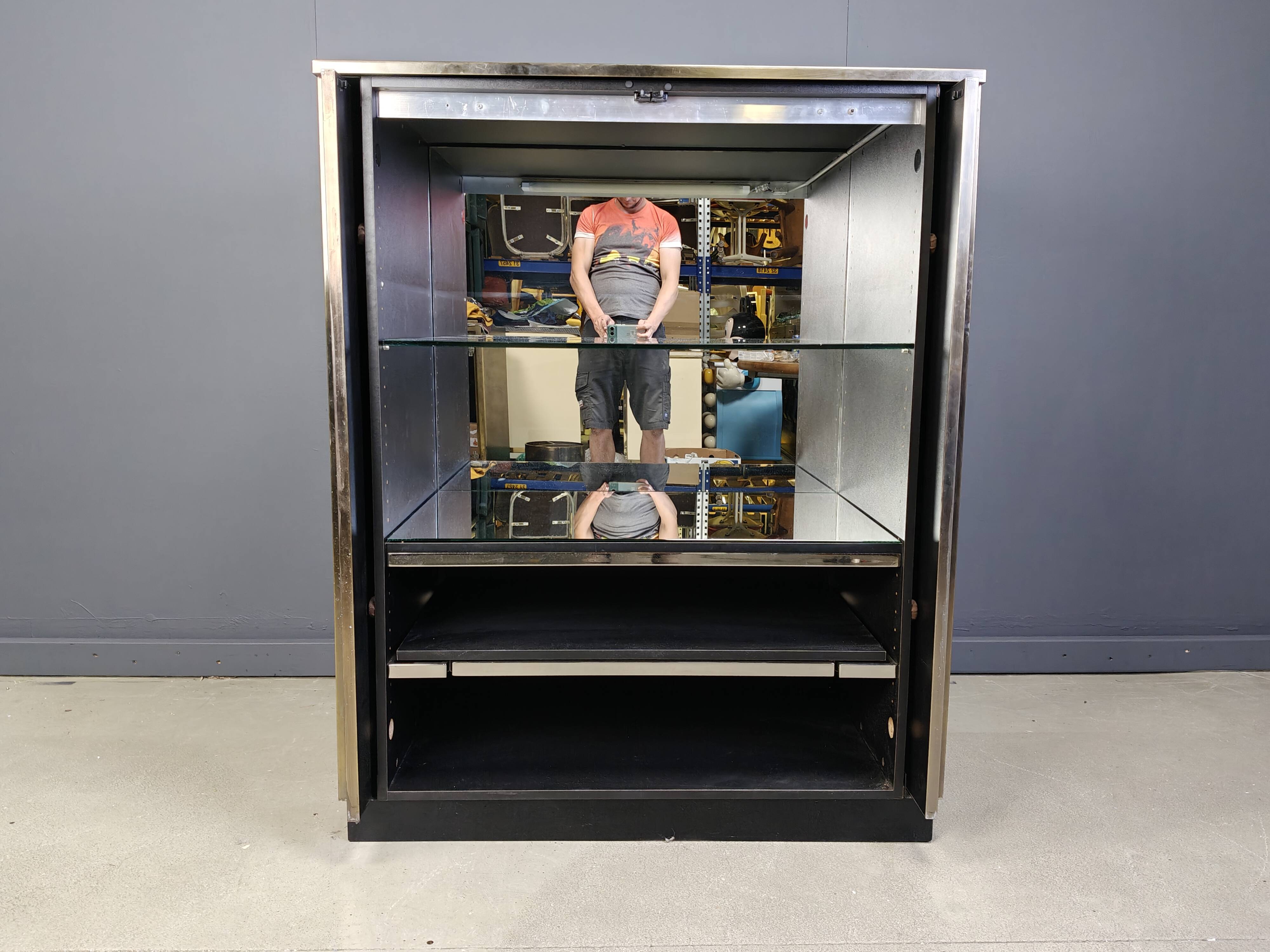 Vintage brass bar cabinet by belgochrom, 1980s