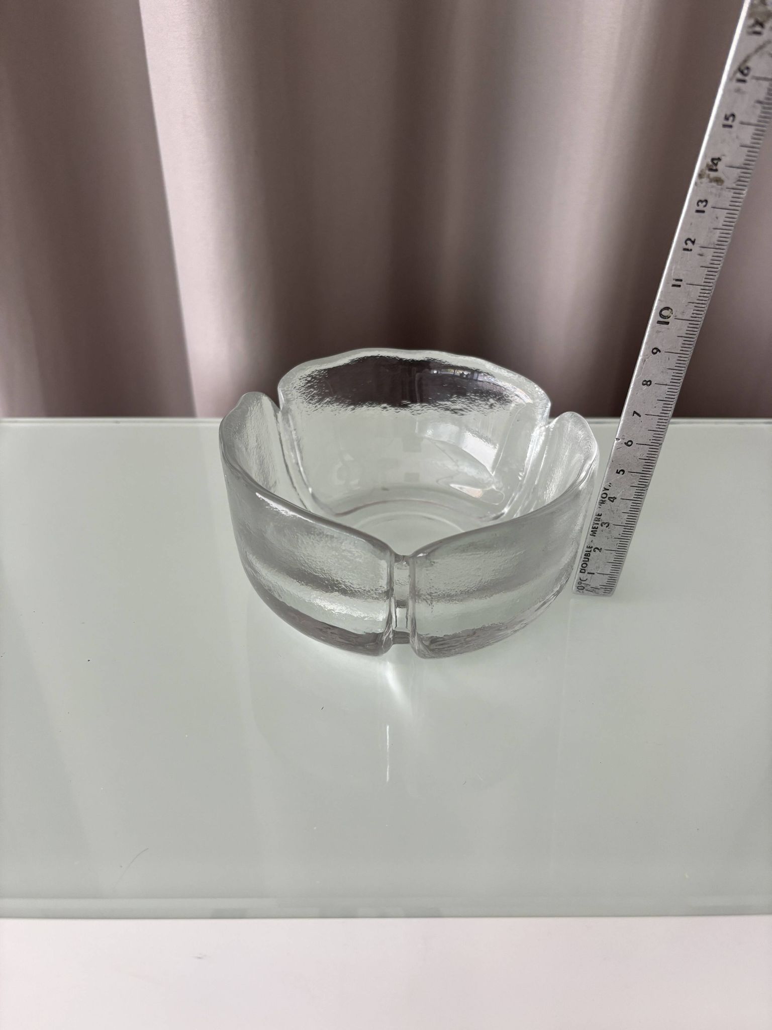 Vintage Scandinavian Textured Glass Ashtray | Organic Design | 1970s
