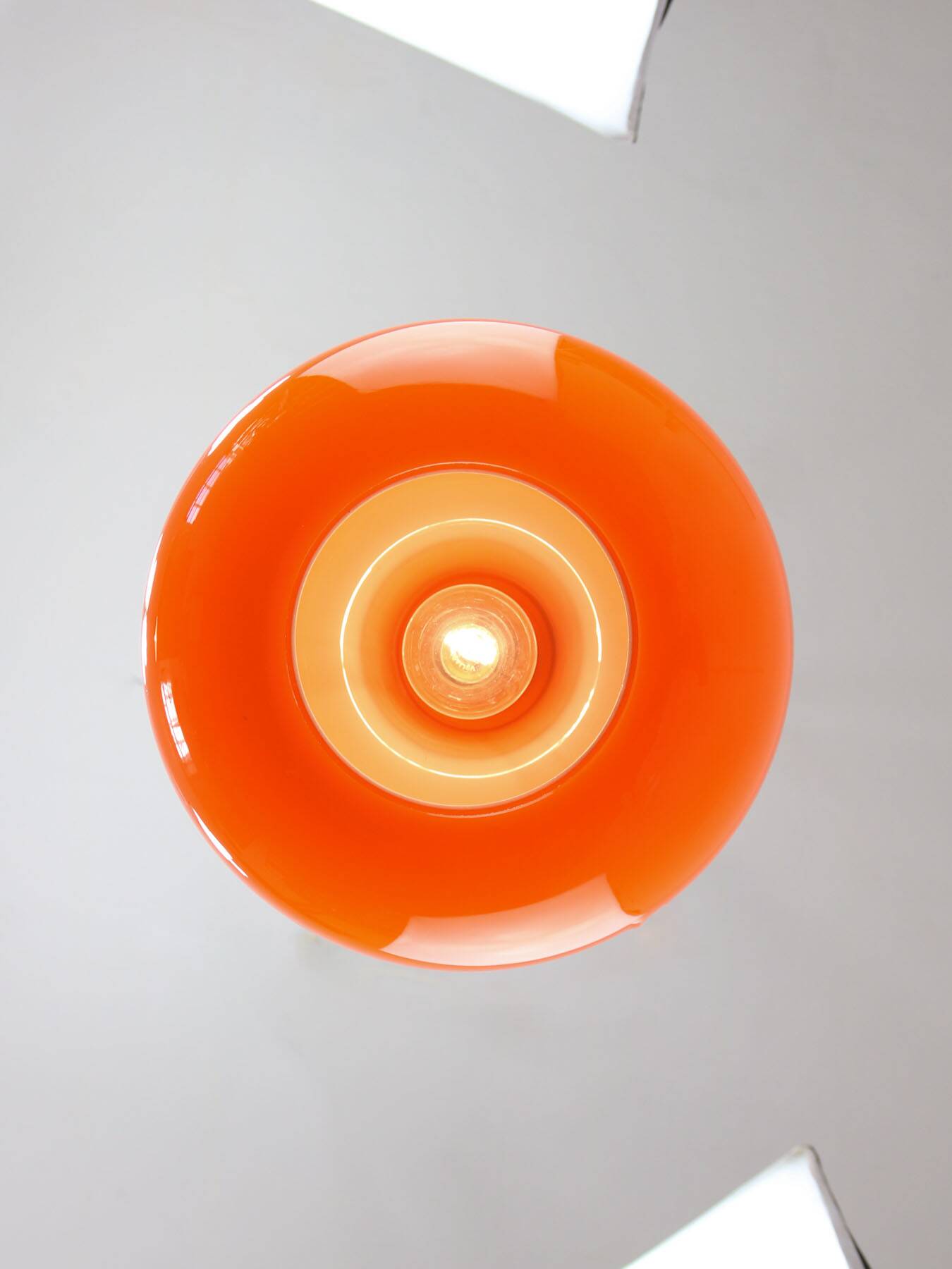 Mid-Century Italian Orange Glass and Brass Pendant Lamp