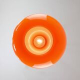 Mid-Century Italian Orange Glass and Brass Pendant Lamp