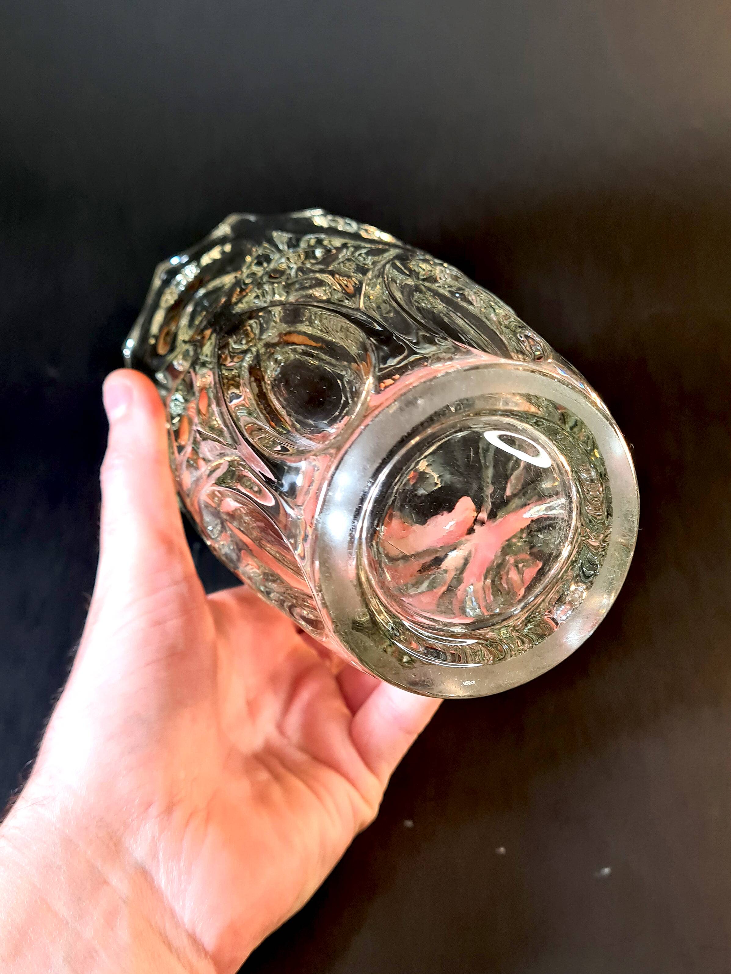 Pair of vintage 70s sculpted glass vases