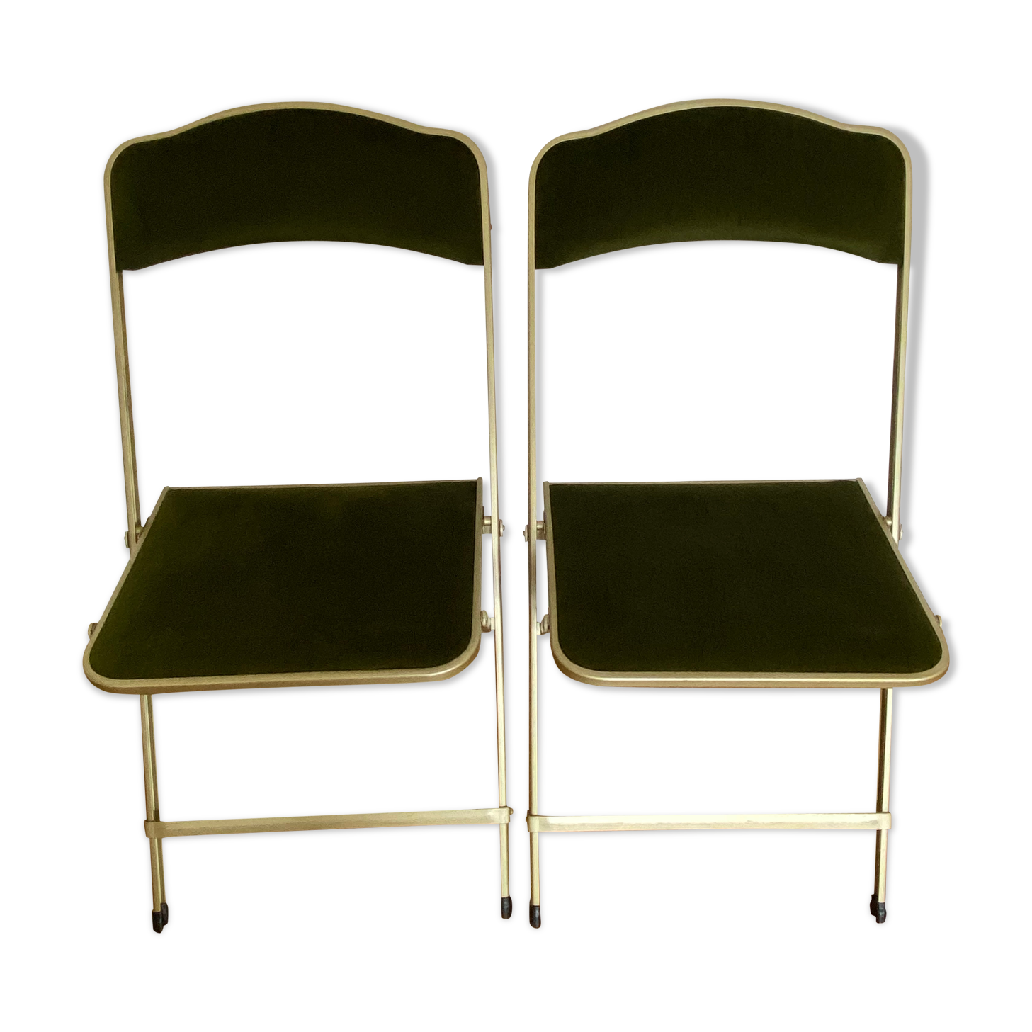 Green and gold vintage folding chair
