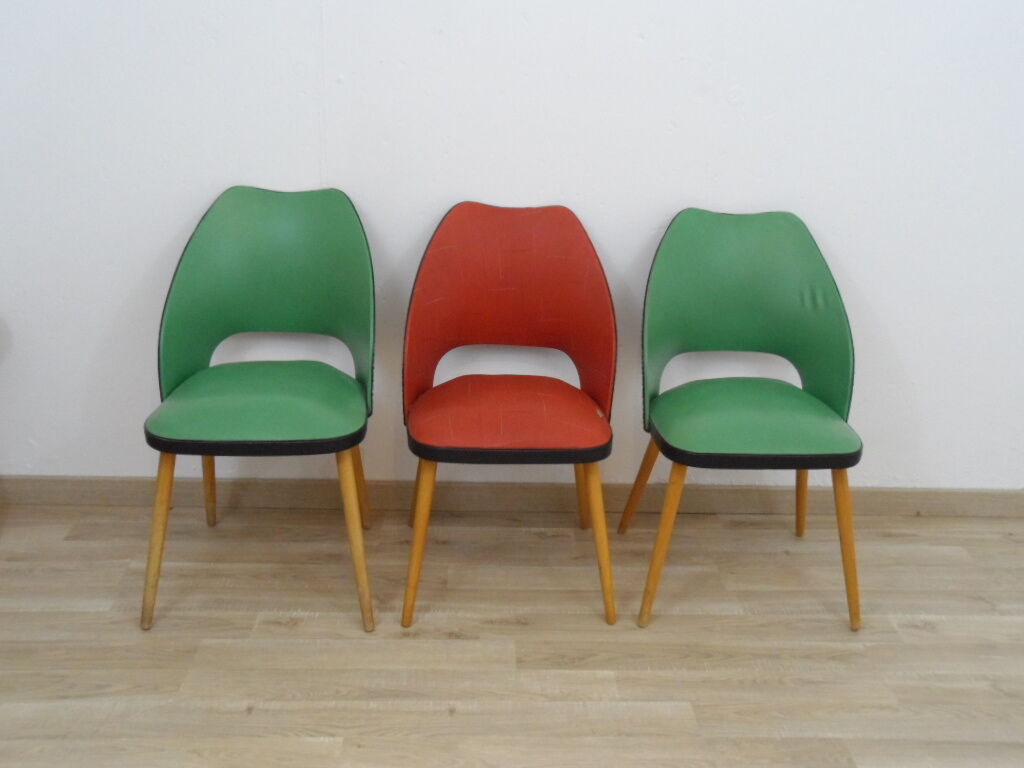 Set of 3 chairs barrel 1950