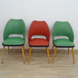 Suite de 3 chaises tonneau 1950
