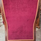 Louis-Philippe armchair in mahogany and burgundy velvet, floral decoration.
