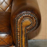 Mustang Leather Art Deco Style Sofa Fully Restored