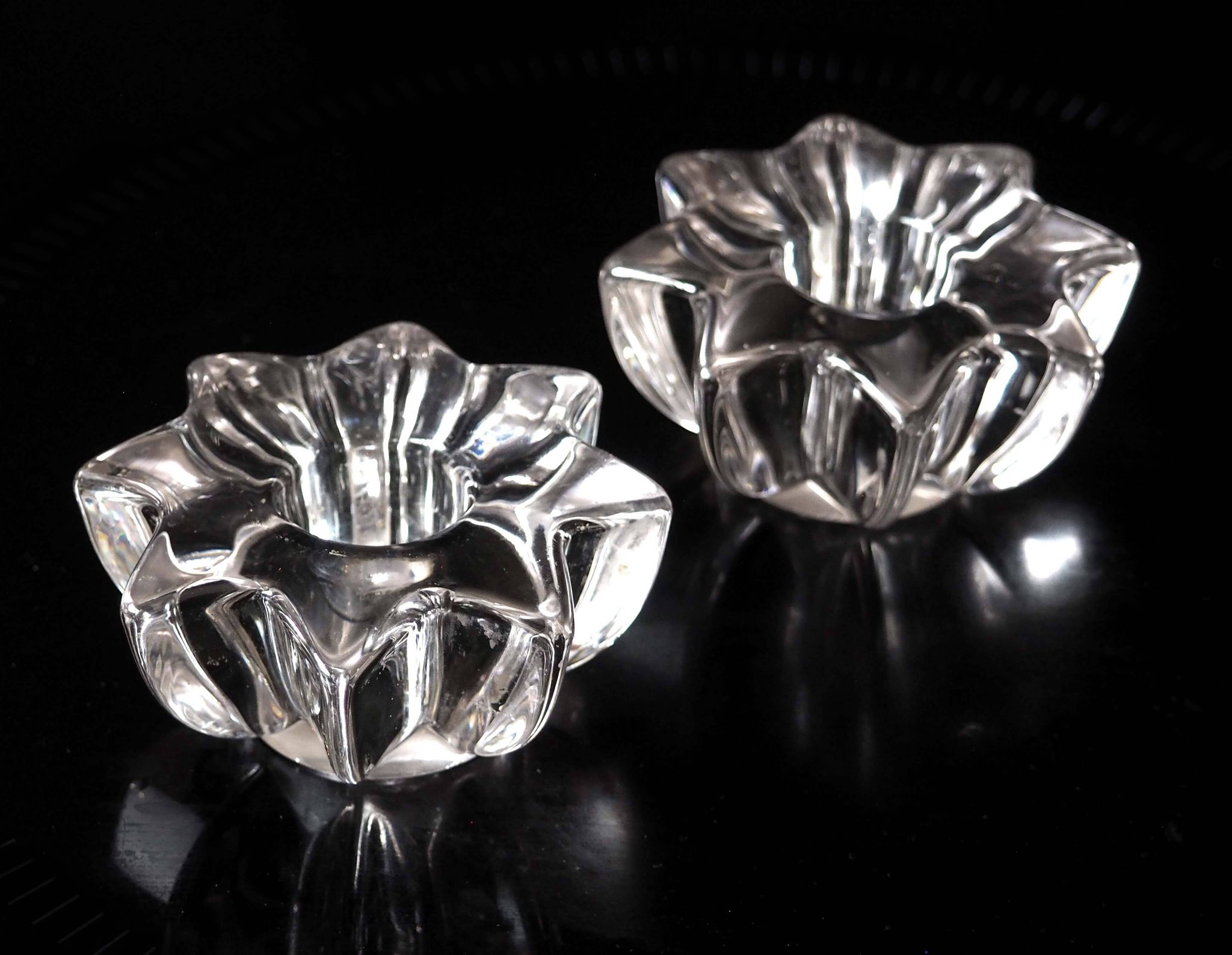 Pair of small crystal candlesticks