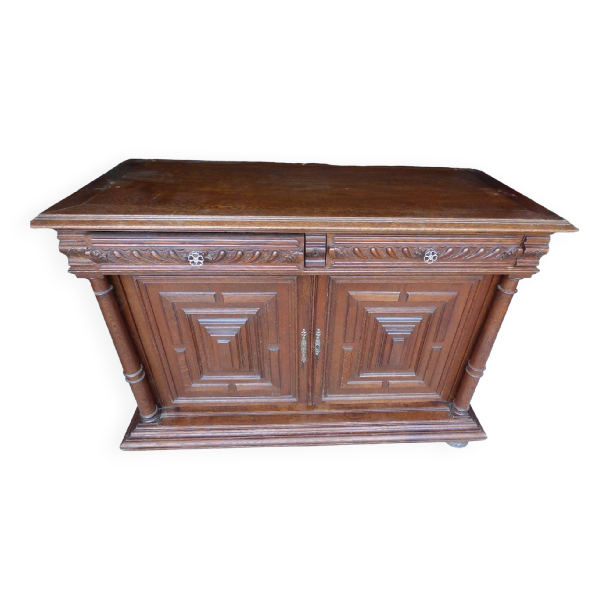 Low cabinet two doors two drawers Henry II style