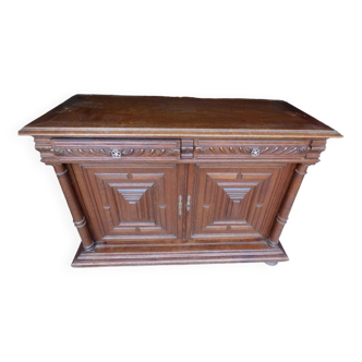 Low cabinet two doors two drawers Henry II style