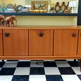 Sideboard with compass legs and leather by Malora 1955