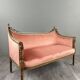 Louis XVI style canapé in carved wood and velvet, 20th century