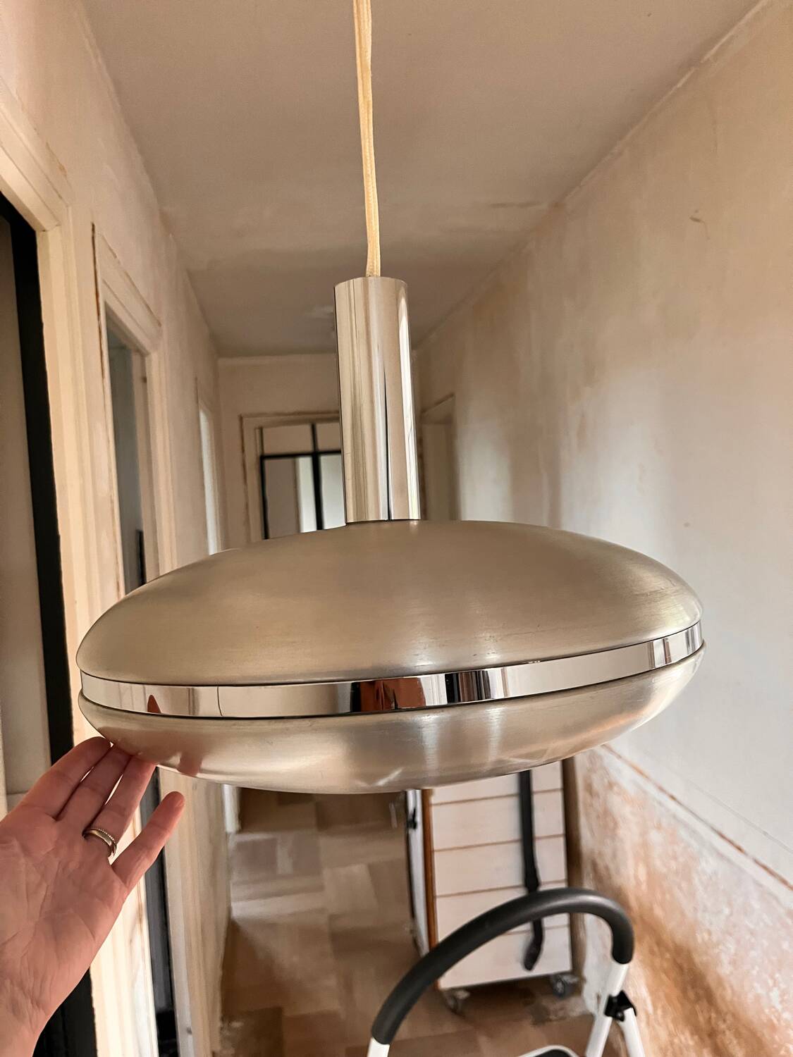 Superbe Lampe Suspension Design Vintage OVNI - Style Space Age/Mid-Cen