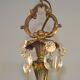 French Vintage Bronze and Glass 4 Light Art Nouveau Crystal Chandelier
