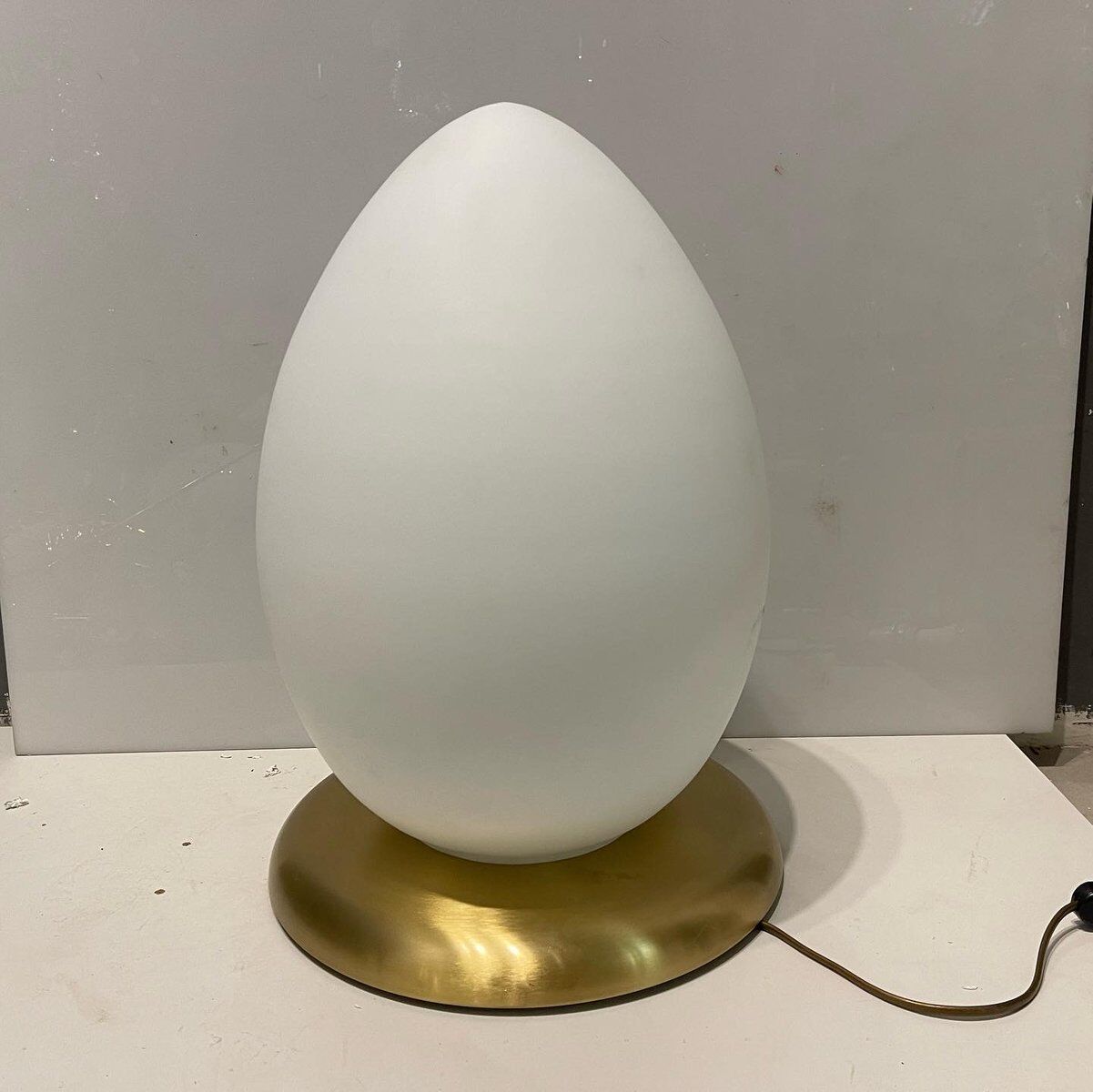 Opaline glass egg table lamps, set of 2