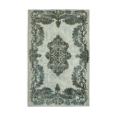Handmade hi-low pile oriental 1980s 202 cm x 315 cm blue rug