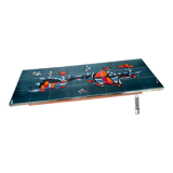 Coffee table in signed ceramic and chromed metal 70s