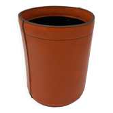 Orange Leather Waste Paper Basket in the Style of a Saddler, in the Taste of Hermès, Ann