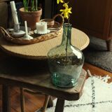 Bubble hammered green glass carboy