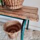 Wooden and metal school bench