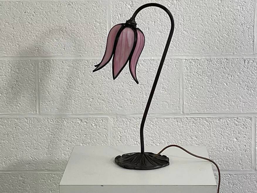 Flower lamp in bronze metal and glass paste