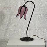 Flower lamp in bronze metal and glass paste