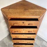 Art deco oak corner unit with drawers