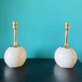 Paire de lampes de chevet en laiton et métal laqué écru, Danemark 1960