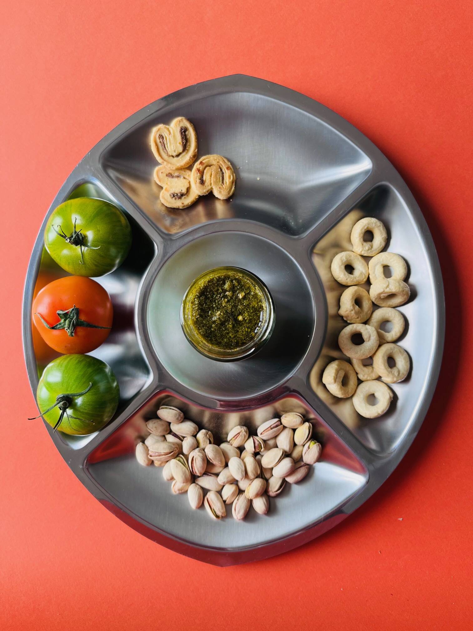 Large serving platter in stainless steel - Italy
