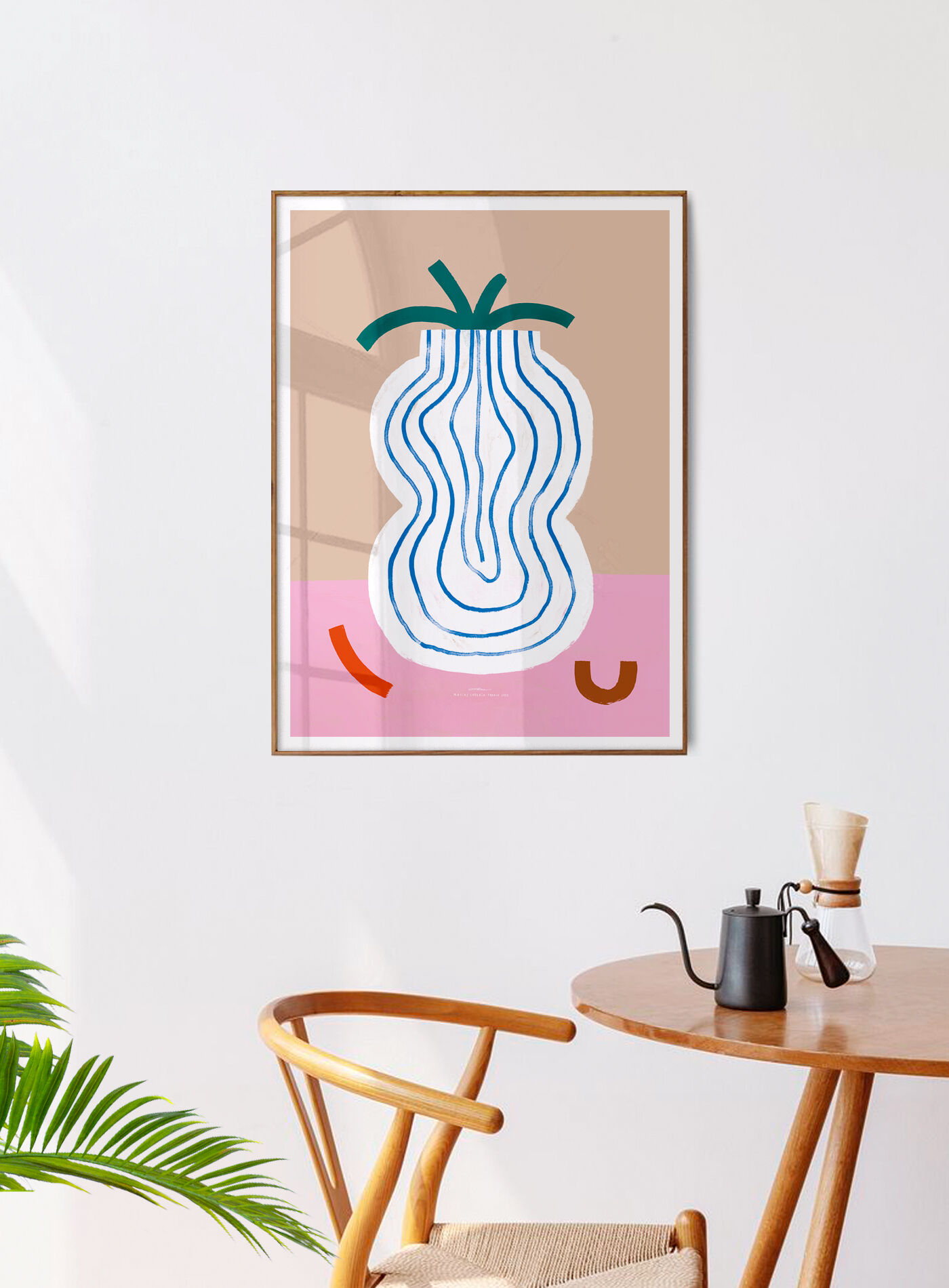 Wall poster vase blue lines 30cm*40cm