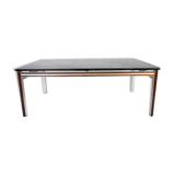 Coffee table with black slate plate and frame in rosewood and metal, of danish design from the 1970s