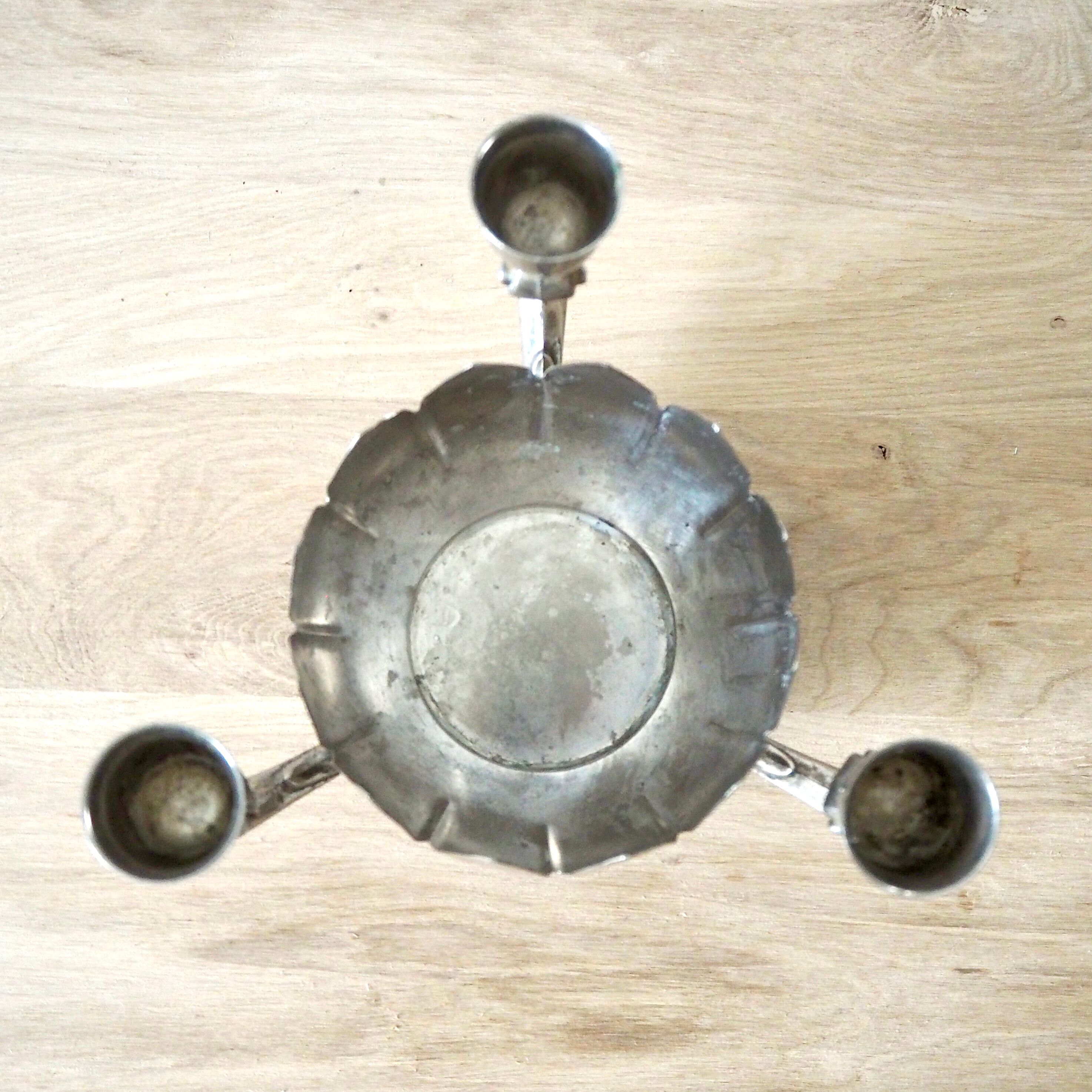Triple silver plated candle holder