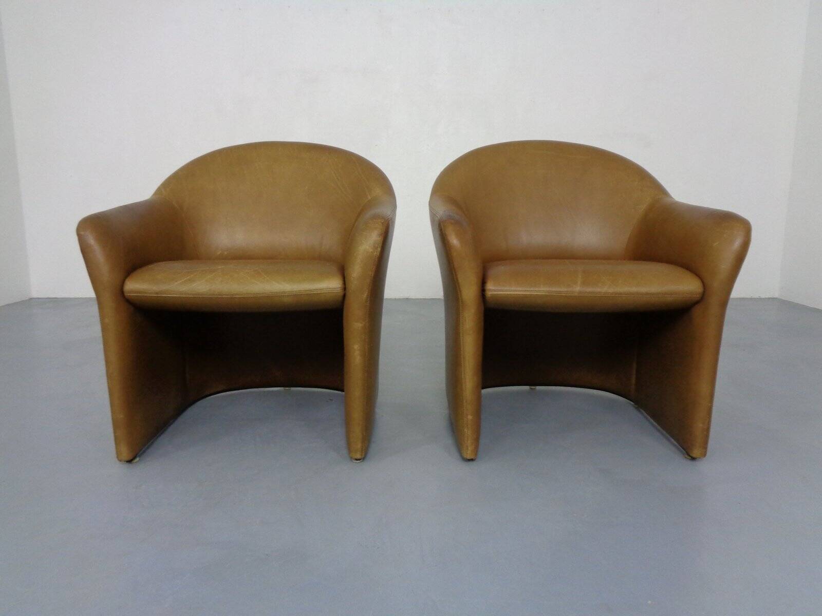 Set of Mid-Century German Leather Cocktail Chairs by Walter Knoll, 1960s