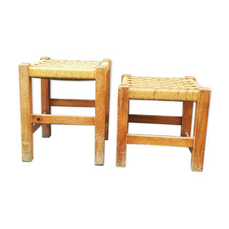 Duo de tabourets en corde