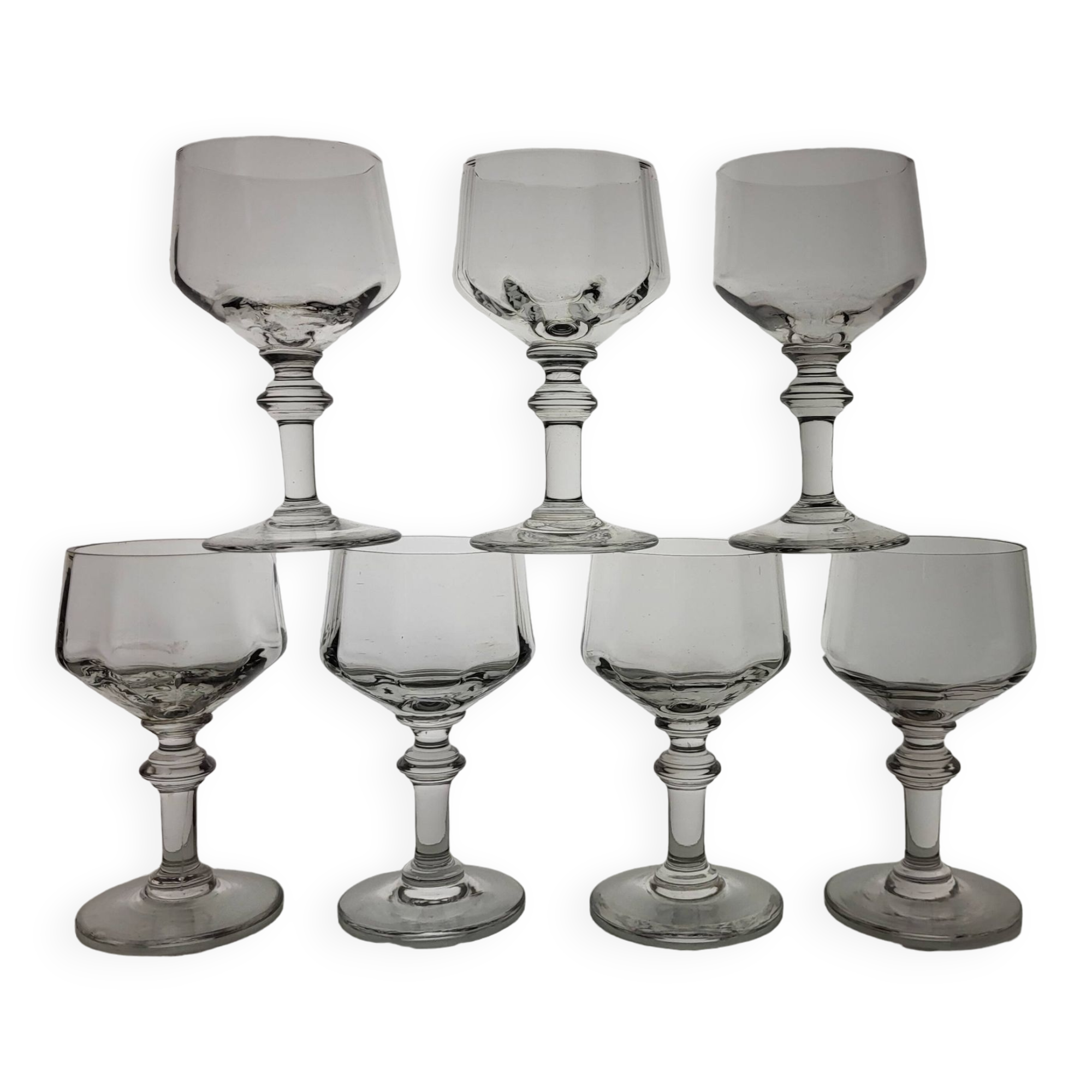 Set of 6 glasses balloons with Venetian ribs