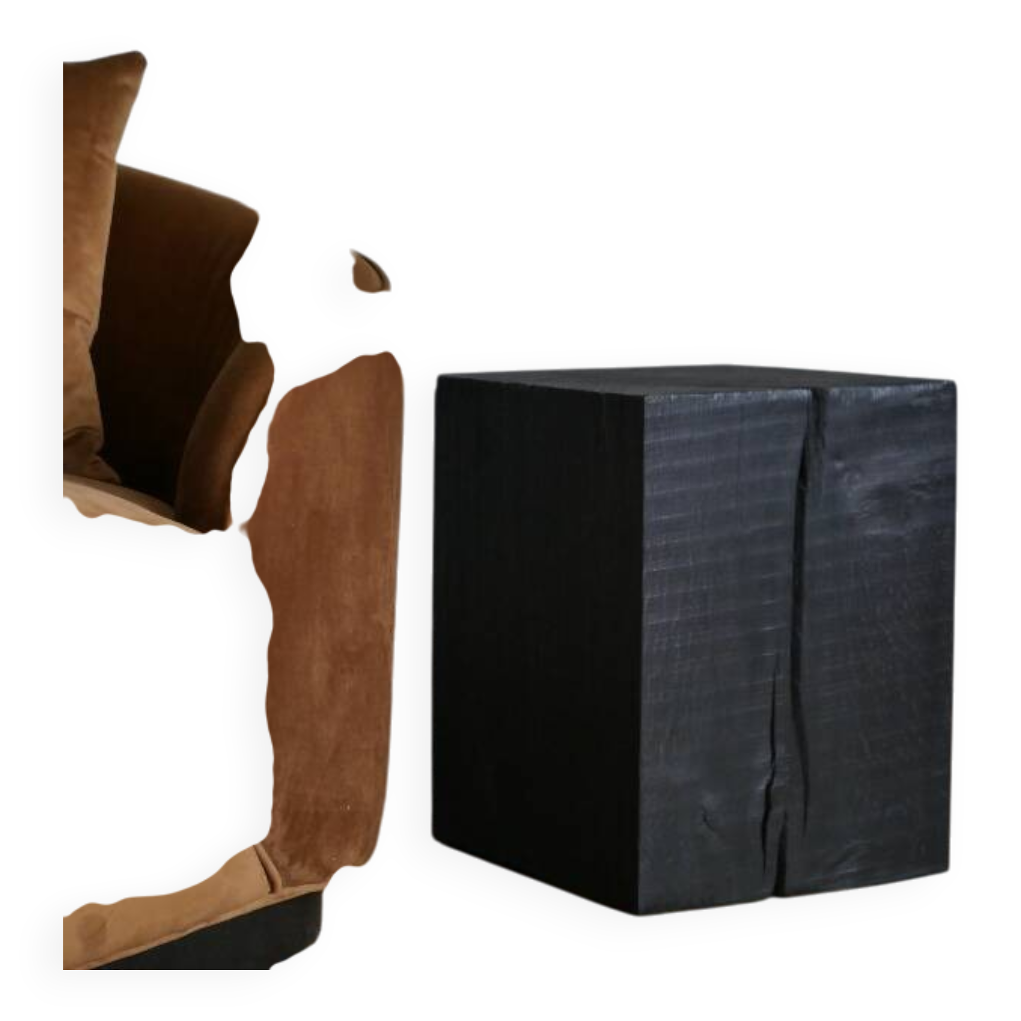 Wabi sabi burnt wood side table