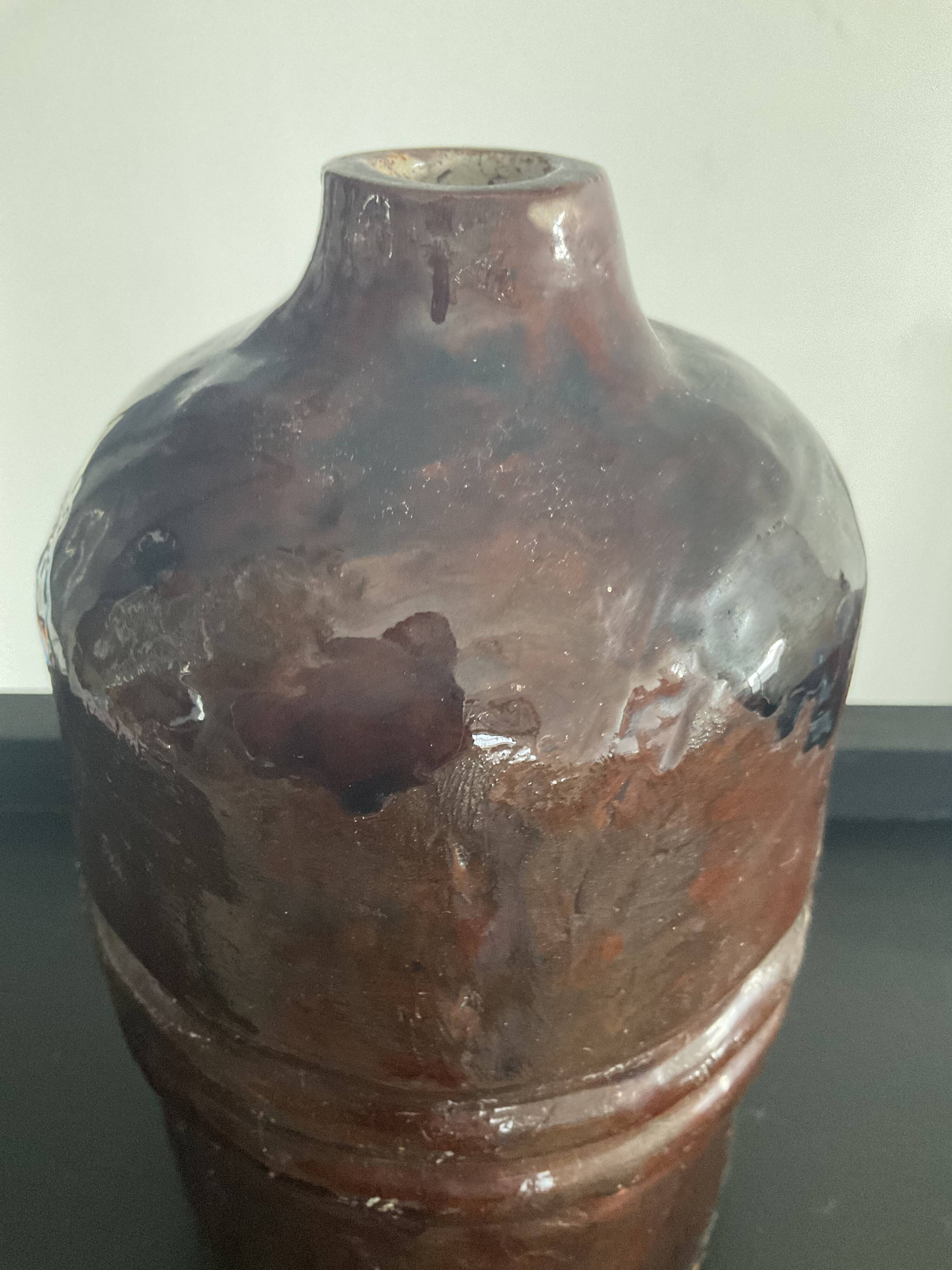 Vintage glazed terracotta vase