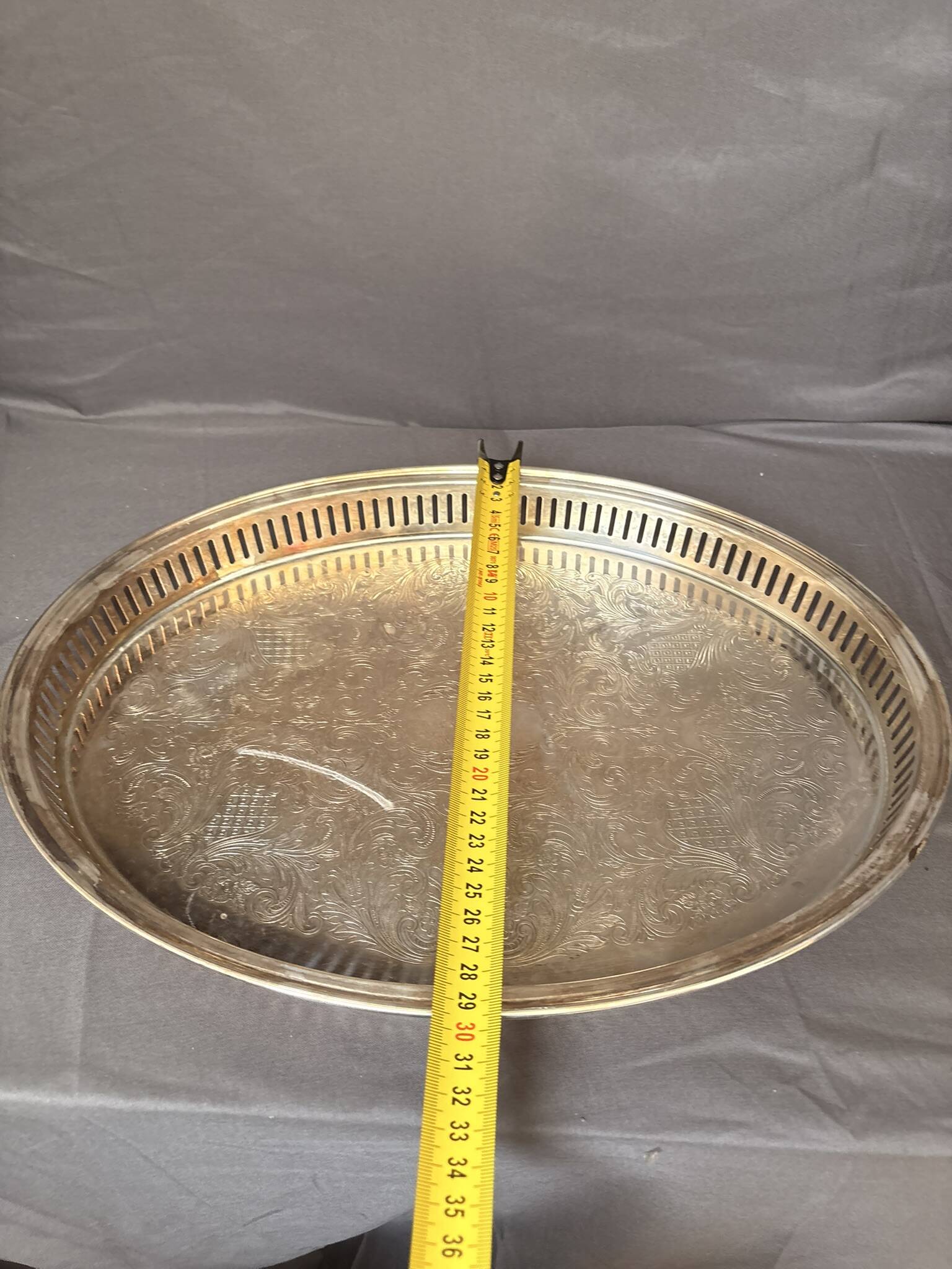 Antique Silver-Plated Metal Tray Rocaille Rococo Louis XV