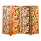 Antique 4-panel floral screen