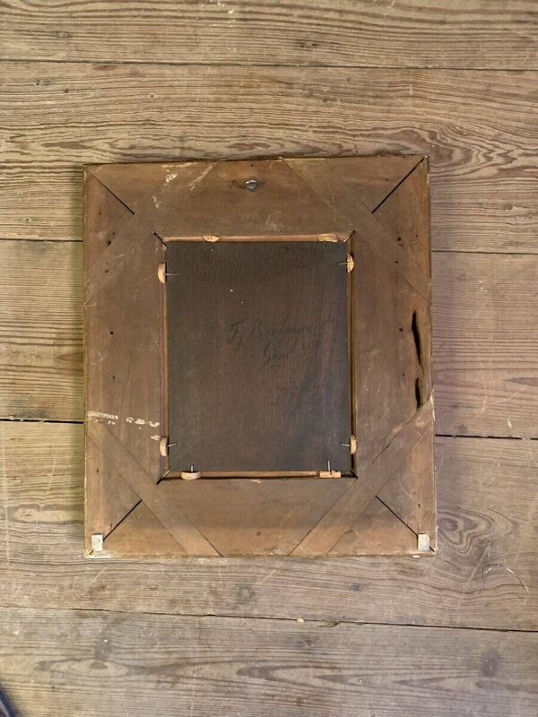 Huile sur panneau, vue de la cathédrale Saint-Bavon de Gand, F. Boulanger