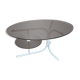 Coffee oval table with metal legs and smoky glass top, 1990s