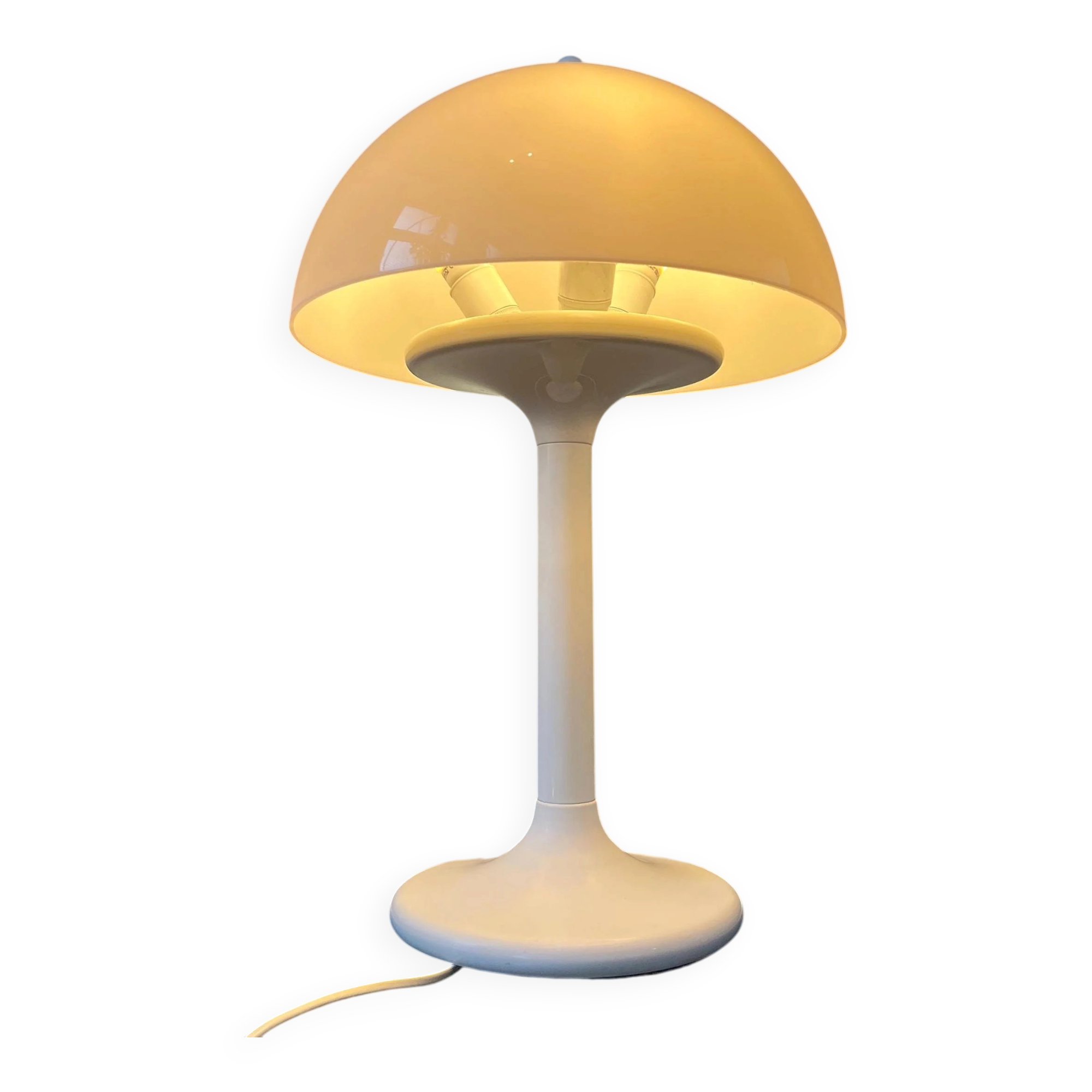 Vintage white Space Age Dijkstra mushroom table lamp
