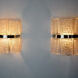 Pair of wall lamps by Kaiser Leuchten, frosted glass, Germany, 1960