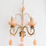 Pair of Pink Opaline Italian Wall Lamps