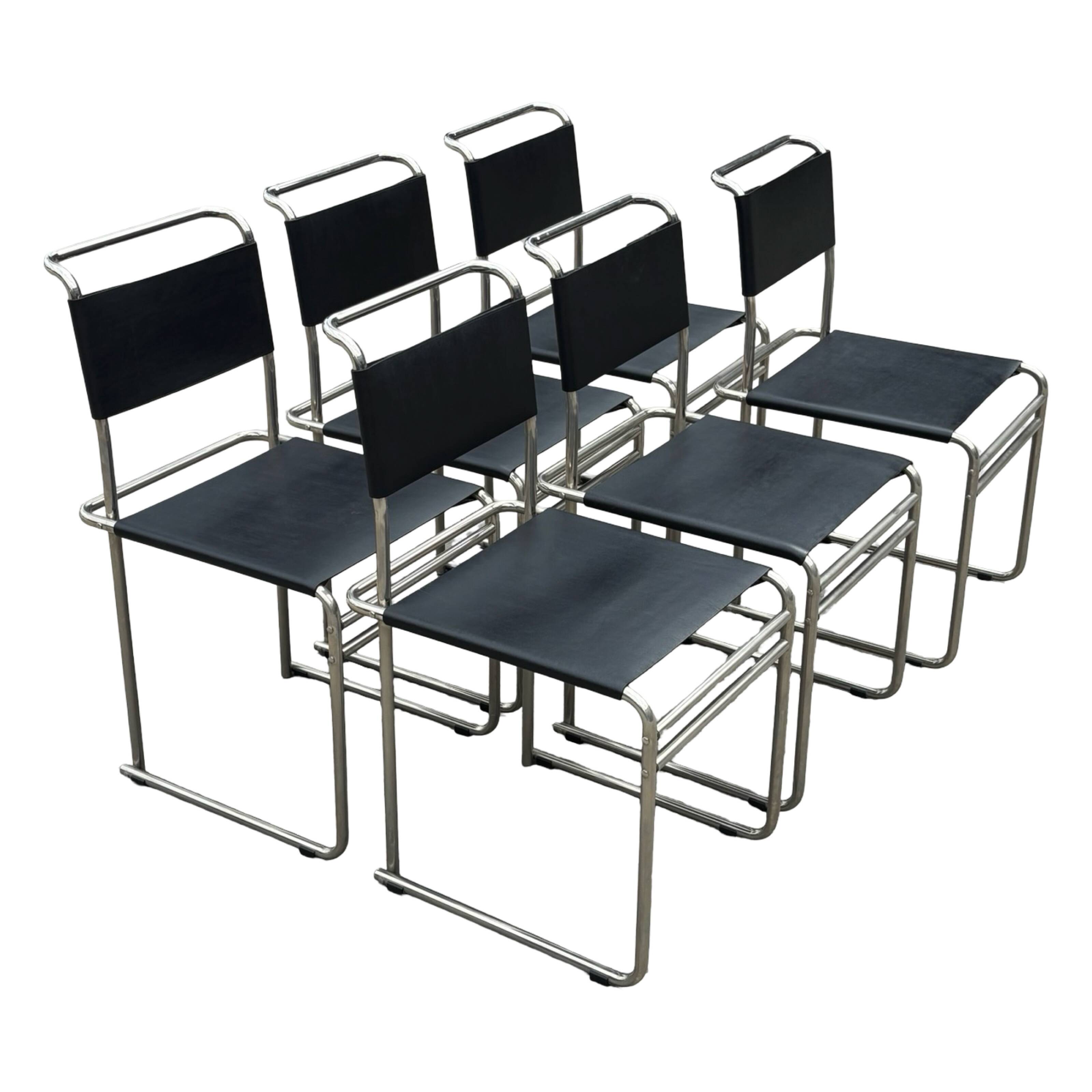 Set of 6 B5/B40 Chairs with Tubular Frame attributed to Marcel Breuer