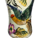 Bequet Quaregnon, pedestal vase with bird decoration circa 1950