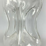 Blown glass carafe with silver frame and cap